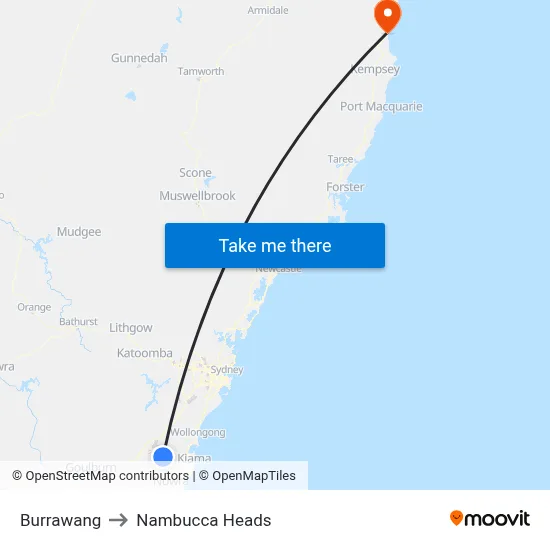Burrawang to Nambucca Heads map