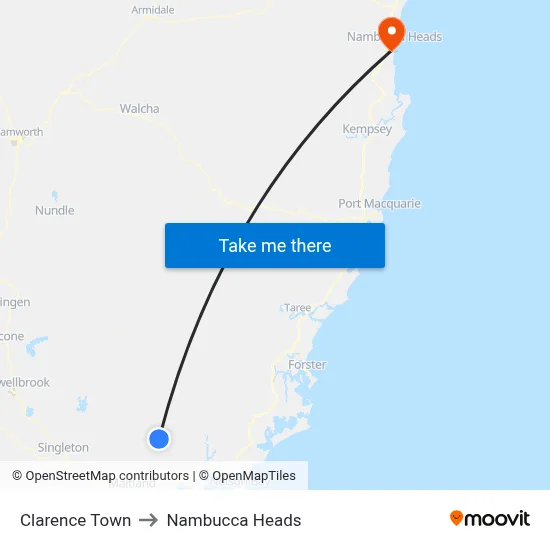Clarence Town to Nambucca Heads map