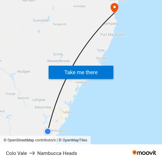 Colo Vale to Nambucca Heads map