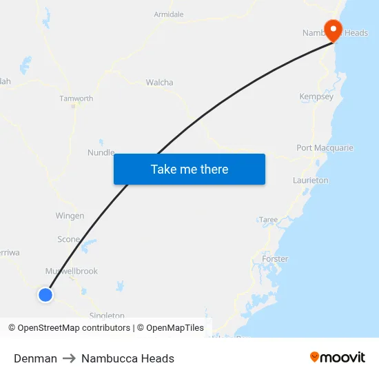 Denman to Nambucca Heads map