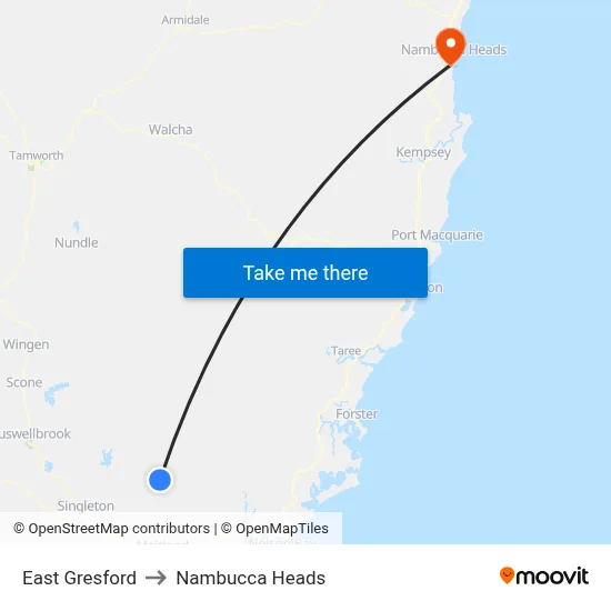 East Gresford to Nambucca Heads map
