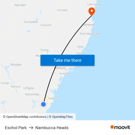 Eschol Park to Nambucca Heads map