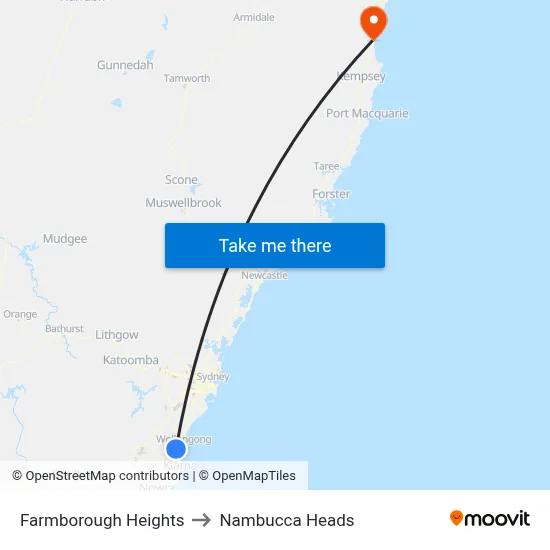 Farmborough Heights to Nambucca Heads map