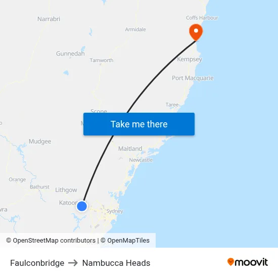 Faulconbridge to Nambucca Heads map