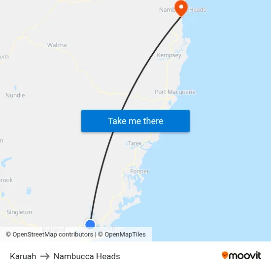 Karuah to Nambucca Heads map