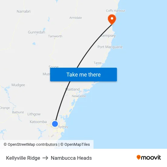 Kellyville Ridge to Nambucca Heads map