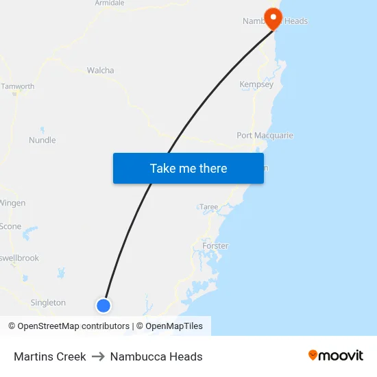 Martins Creek to Nambucca Heads map