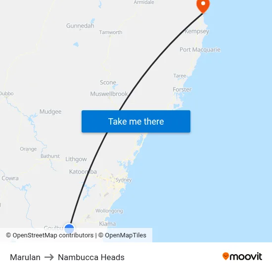 Marulan to Nambucca Heads map