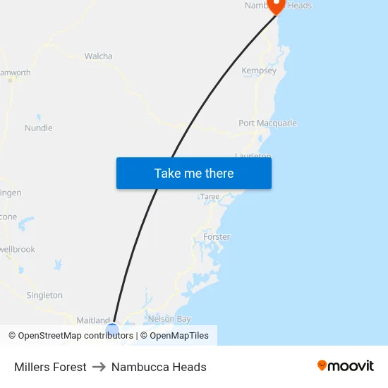 Millers Forest to Nambucca Heads map