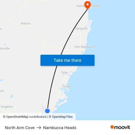 North Arm Cove to Nambucca Heads map