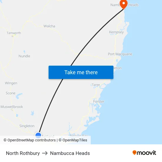 North Rothbury to Nambucca Heads map