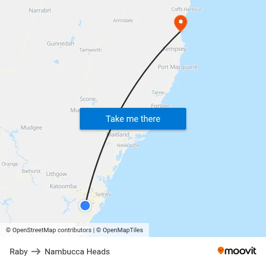 Raby to Nambucca Heads map