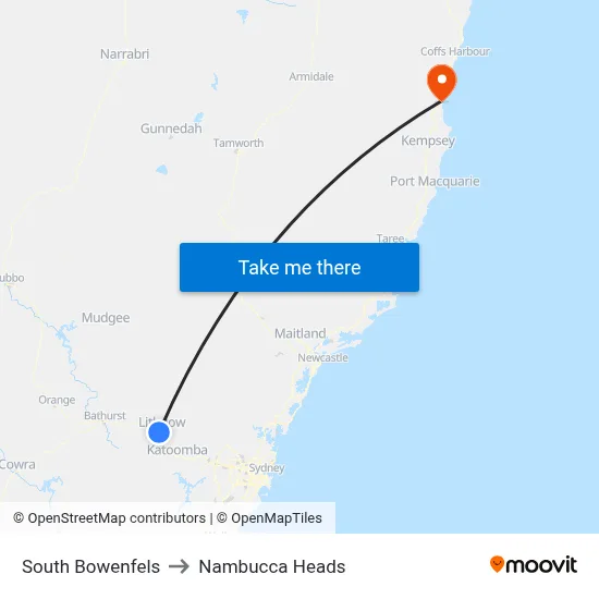South Bowenfels to Nambucca Heads map