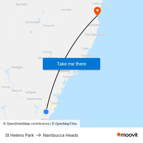 St Helens Park to Nambucca Heads map