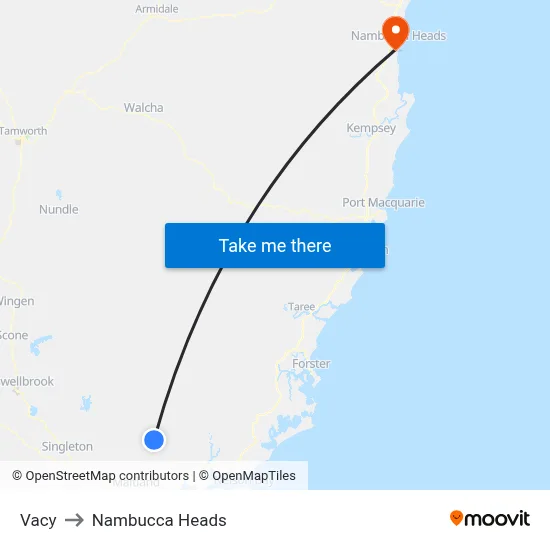 Vacy to Nambucca Heads map