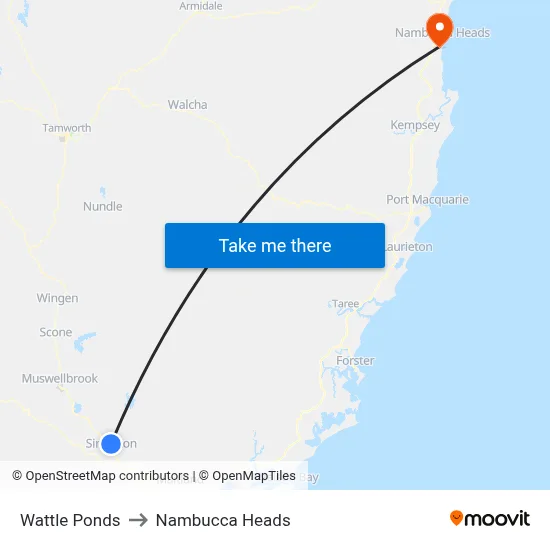 Wattle Ponds to Nambucca Heads map