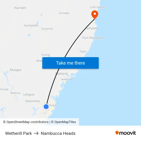 Wetherill Park to Nambucca Heads map
