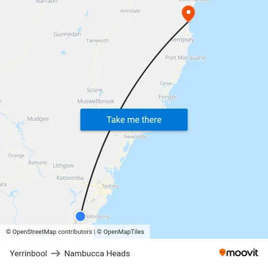 Yerrinbool to Nambucca Heads map