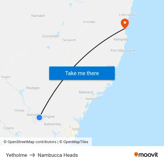 Yetholme to Nambucca Heads map