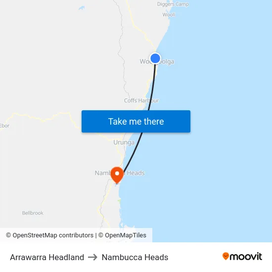 Arrawarra Headland to Nambucca Heads map