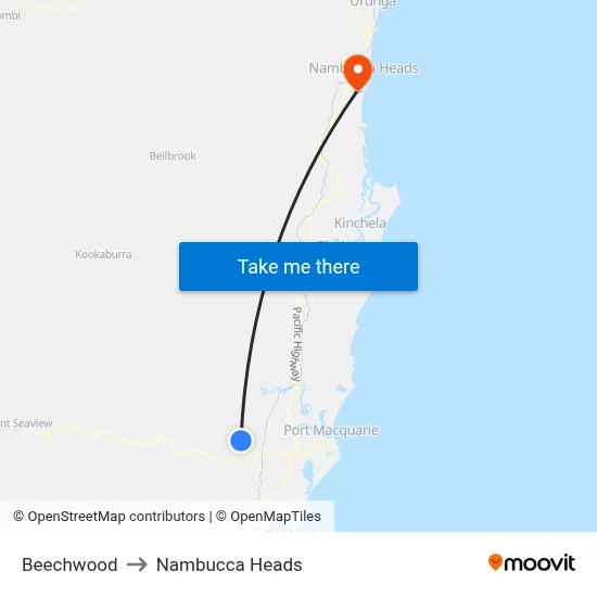 Beechwood to Nambucca Heads map