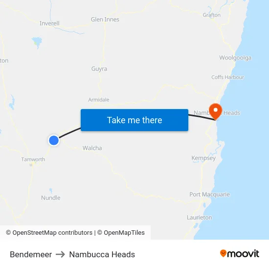 Bendemeer to Nambucca Heads map