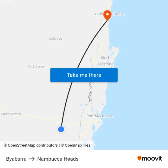 Byabarra to Nambucca Heads map