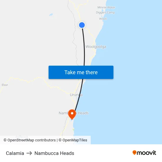 Calamia to Nambucca Heads map