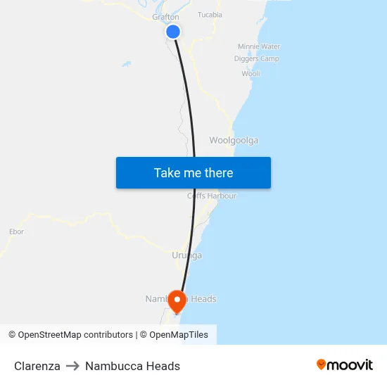 Clarenza to Nambucca Heads map