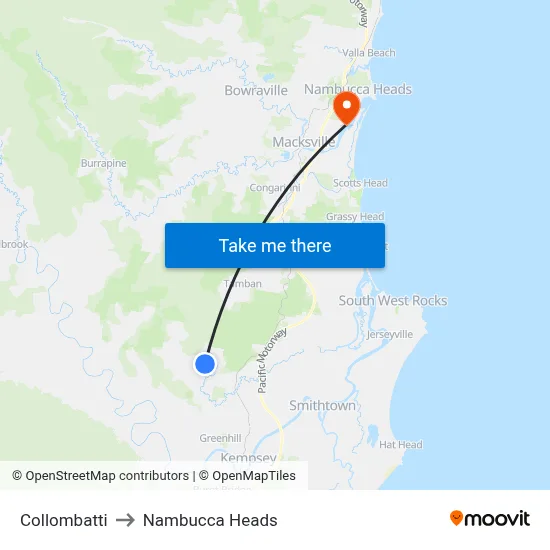 Collombatti to Nambucca Heads map