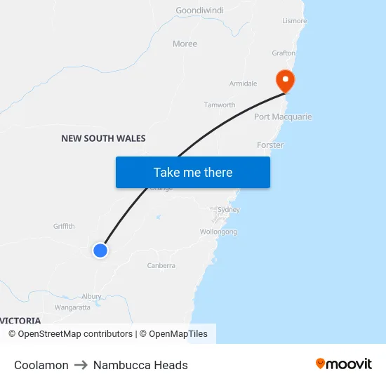 Coolamon to Nambucca Heads map