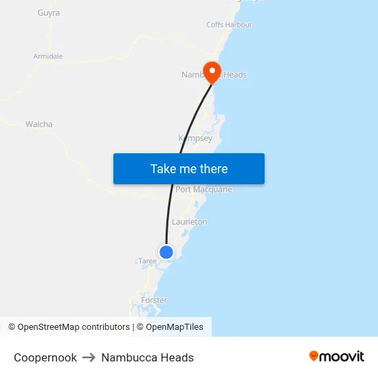 Coopernook to Nambucca Heads map