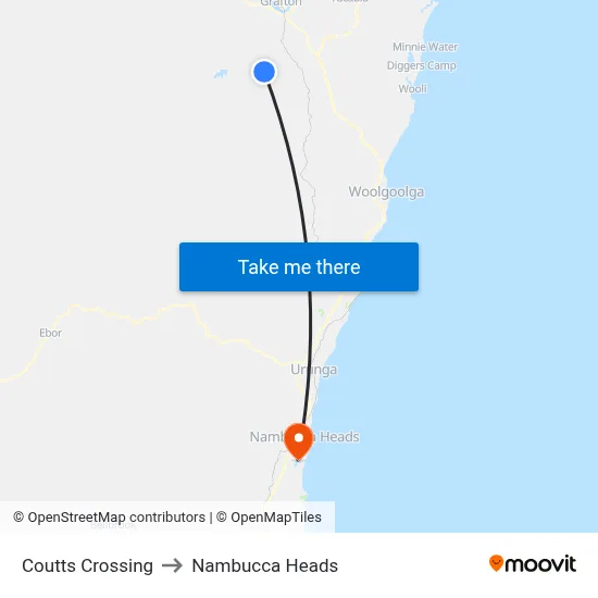 Coutts Crossing to Nambucca Heads map