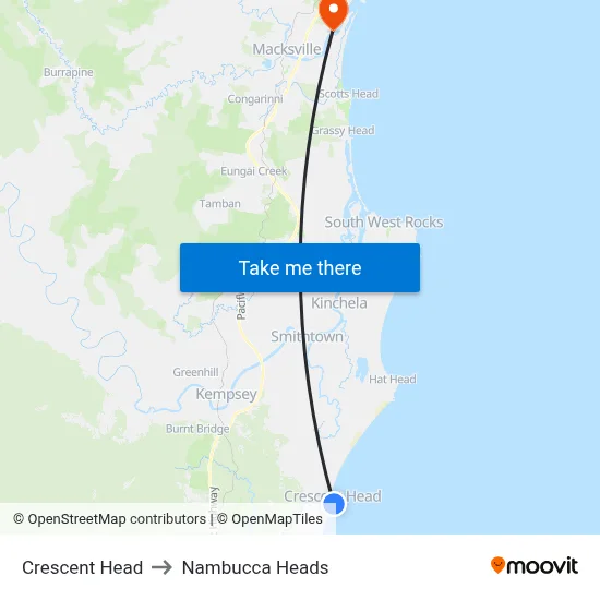 Crescent Head to Nambucca Heads map