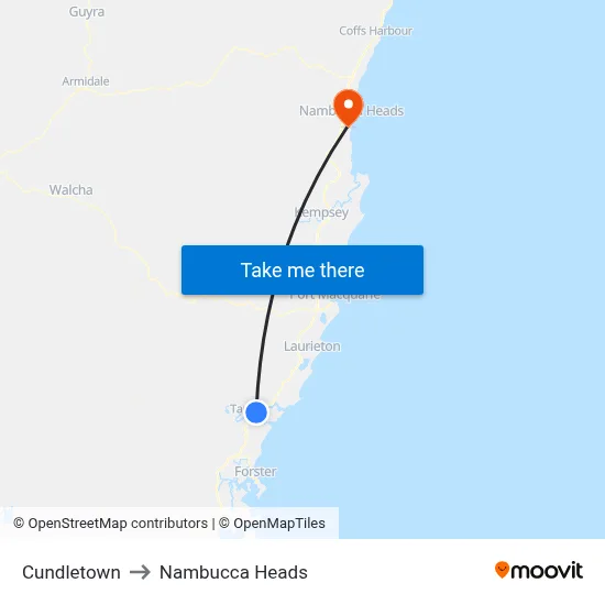Cundletown to Nambucca Heads map