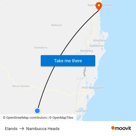 Elands to Nambucca Heads map
