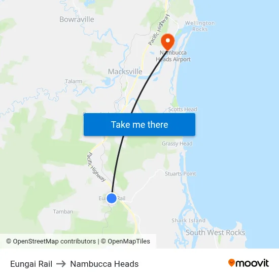 Eungai Rail to Nambucca Heads map