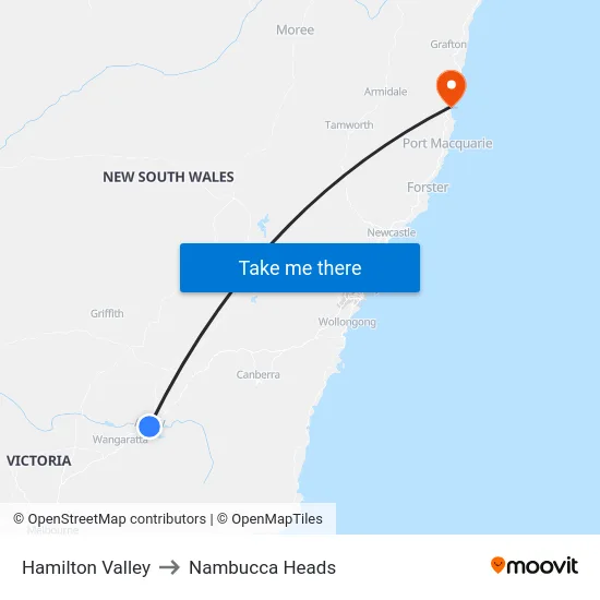 Hamilton Valley to Nambucca Heads map