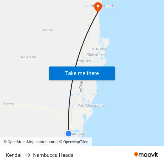 Kendall to Nambucca Heads map