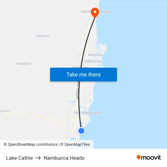 Lake Cathie to Nambucca Heads map