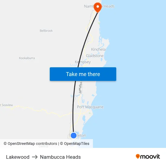 Lakewood to Nambucca Heads map