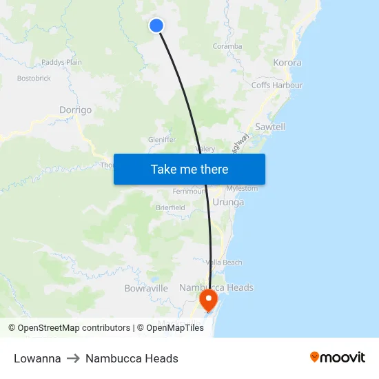 Lowanna to Nambucca Heads map