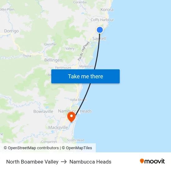 North Boambee Valley to Nambucca Heads map