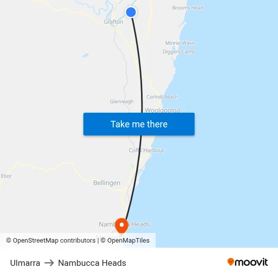 Ulmarra to Nambucca Heads map