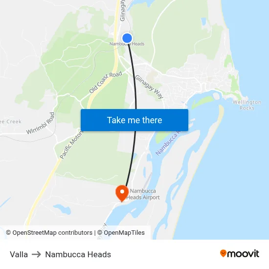 Valla to Nambucca Heads map