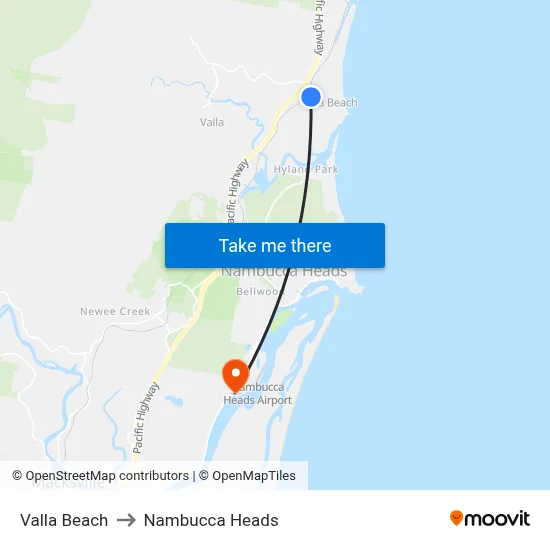 Valla Beach to Nambucca Heads map