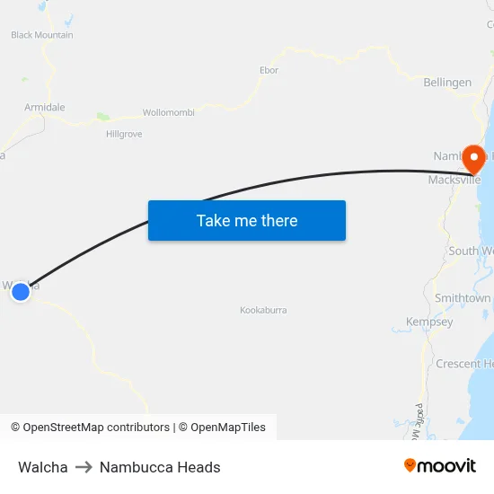 Walcha to Nambucca Heads map