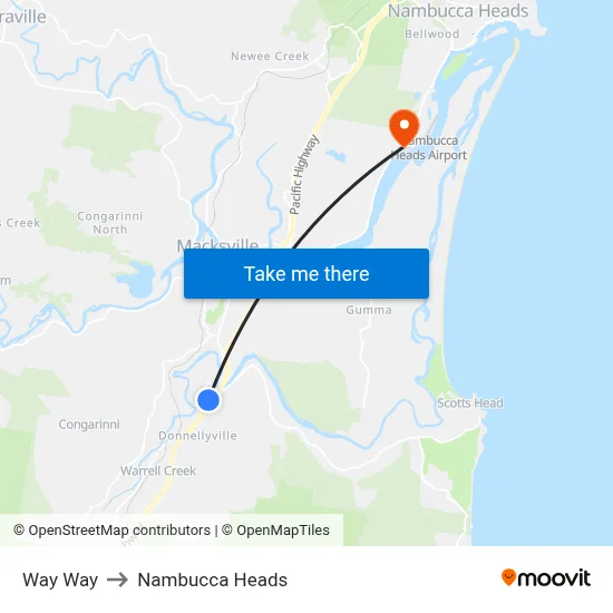 Way Way to Nambucca Heads map
