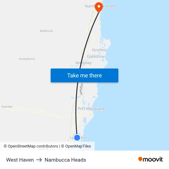 West Haven to Nambucca Heads map
