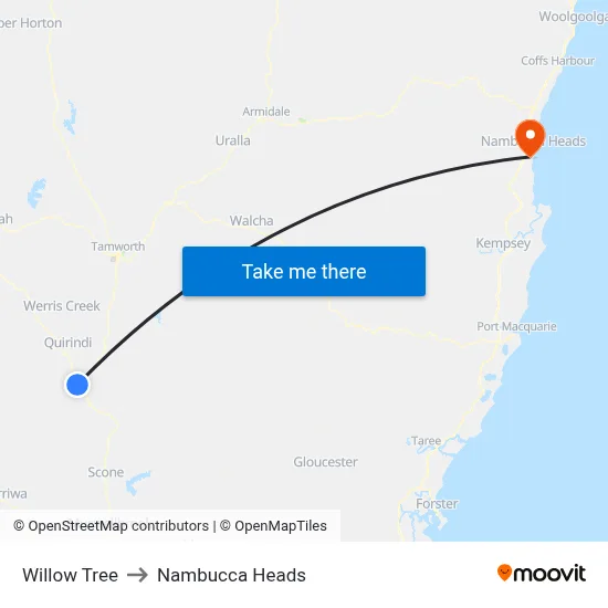 Willow Tree to Nambucca Heads map